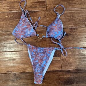 Blue and Orange Paisley Bikini Set